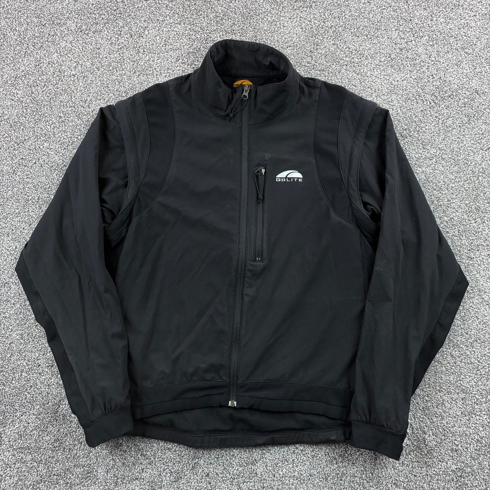 GoLite Convertible Softshell Jacket Mens Large Black Full Zip Removable Sleeves